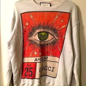 Gucci sweatshirt white with green ivory logo stripe